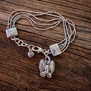 Brighton ❤️ 5 Delicate Strand Butterfly Charm Bracelet - Retired